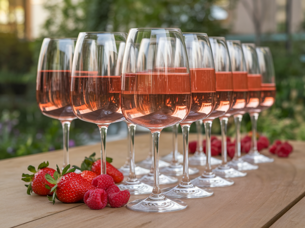 Diferentes tonalidades e características dos vinhos rosés brasileiros, com destaque para frescor e aromas frutados.