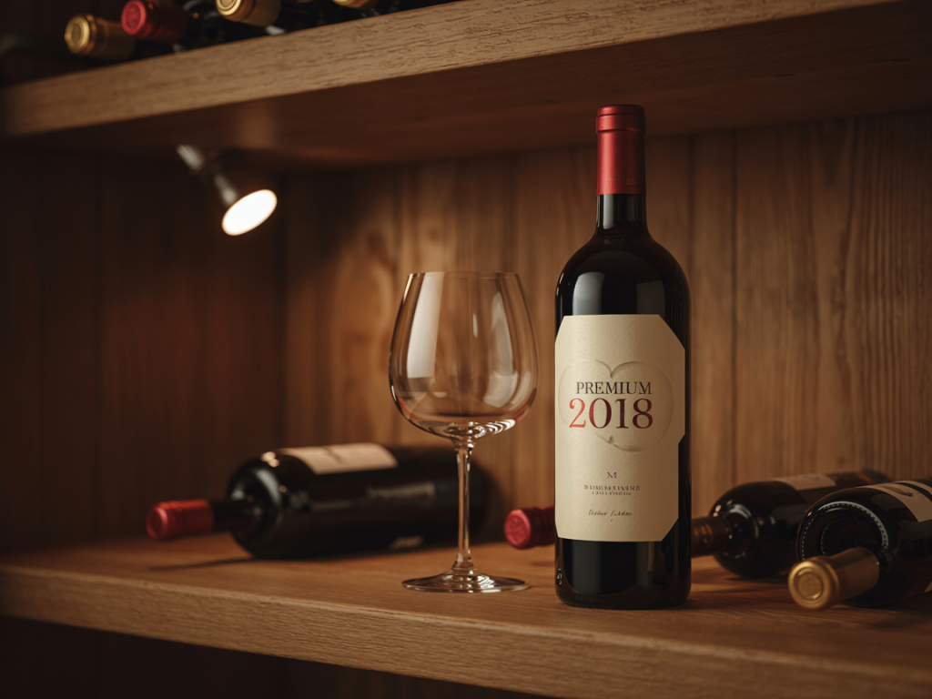 Vinho de alto padrão com taça de cristal em ambiente refinado