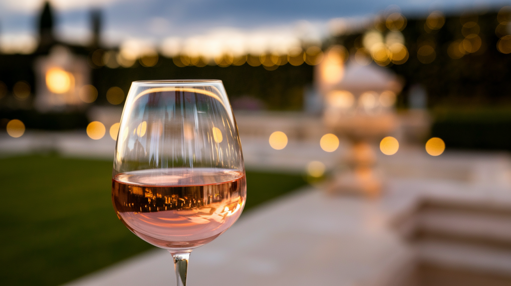 Bons vinhos rosés ao entardecer com atmosfera elegante