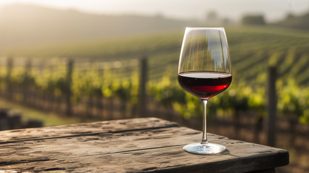 Vinho tinto para iniciantes em taça servida ao ar livre