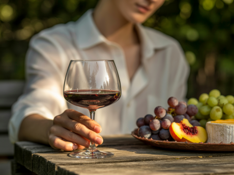 Pessoa apreciando vinho em ambiente tranquilo, ilustrando dúvida sobre se vinho solta ou prende o intestino.