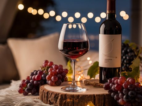 Taça de vinho tinto suave em ambiente aconchegante, ilustrando os benefícios do vinho suave.